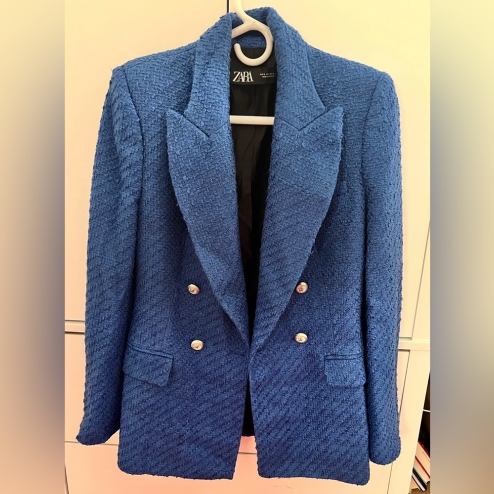 Cobalt blue Zara tweed blazer size Large